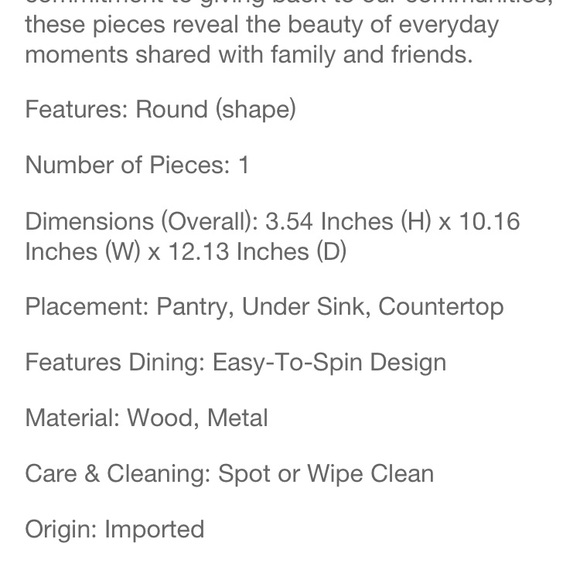 NEW!  HTF Hearth & Hand 10” Lazy Susan - Picture 6 of 9